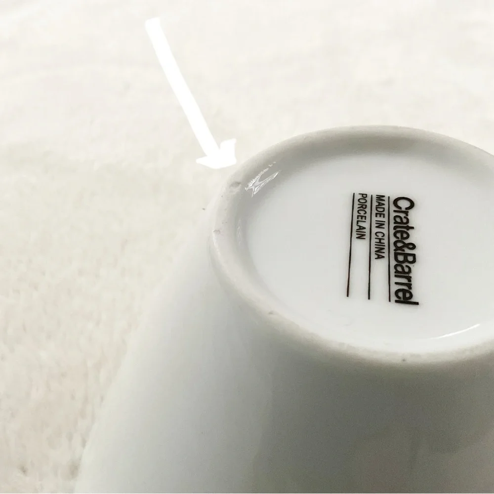 Crate & Barrel Kai White Porcelain Serving Bowl Modern Scandinavian Handles